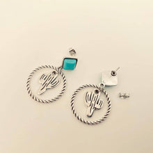 Western Style Cactus Pendant Post Earrings - WJ: Cactus