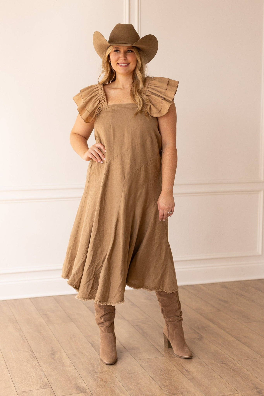 The Stella Brown Linen  Dress