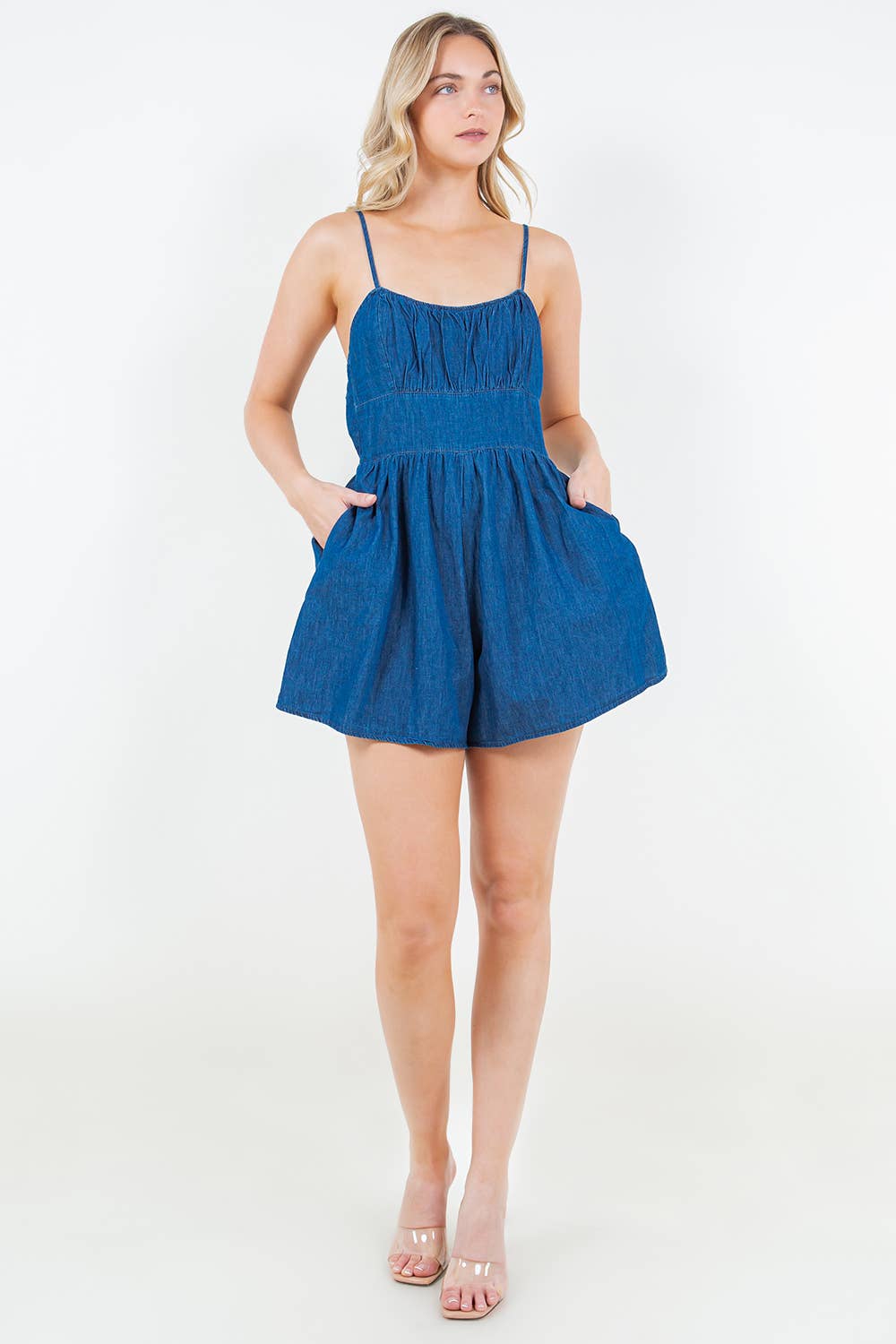 Cut Out Chambray Romper