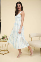 FLORAL STRIPE BUTTON DETAIL MAXI DRESS